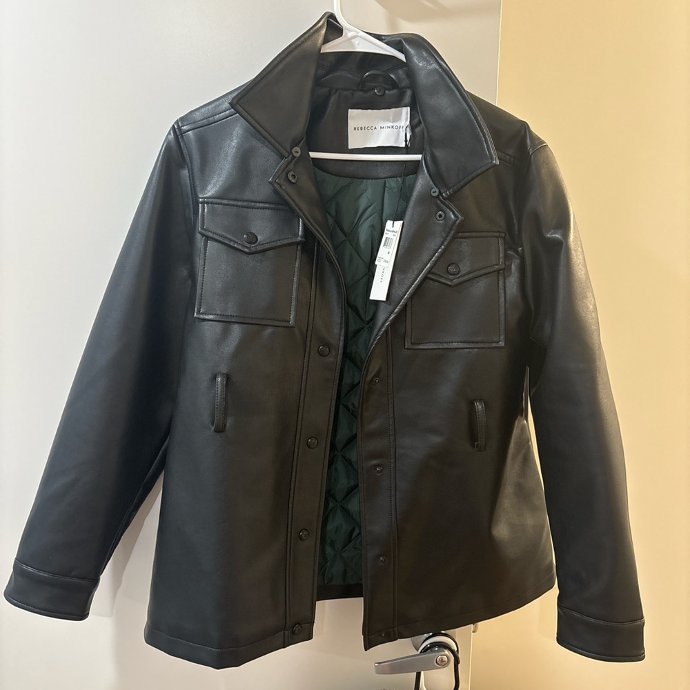 Rebecca Minkoff Black Leather Jacket with Quilted Lining